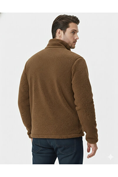 VEGA PORT Φούτερ Unisex με φερμουάρ με 2 τσέπες και φλις εσωτερικά, καφέ