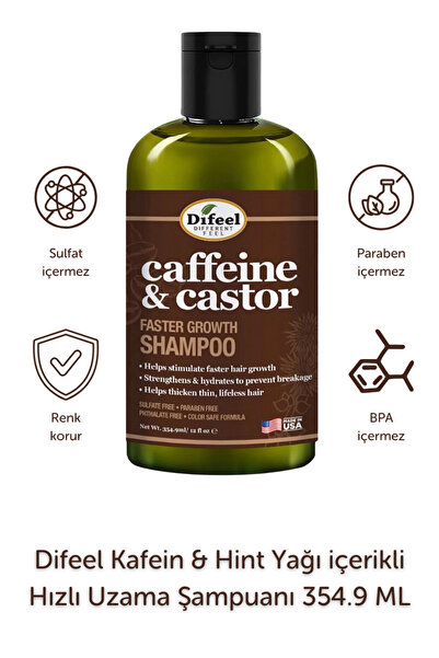 Difeel Caffeine & Castor Faster Growth Şampuan 354.9ML