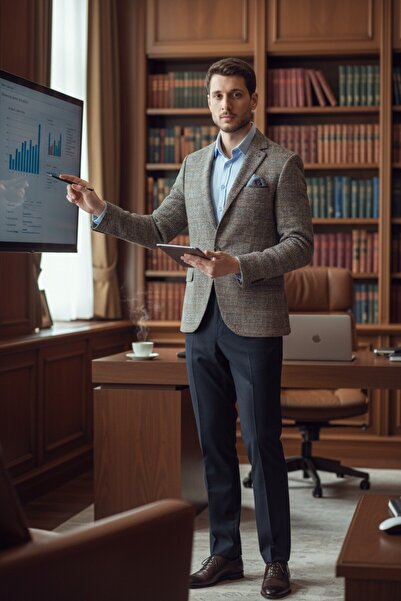 Frappoli Мъжко сако Diocles с кафяв каре - дебело, неразтегливо, вталено и кройно каре