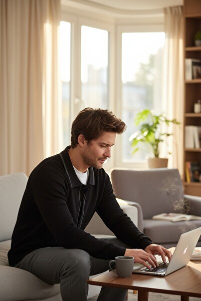 Frappoli Loix Men's Black Cotton Blend Thessaloniki Knitted Cardigan with Pocket Pockets