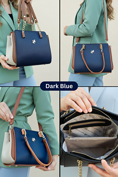 POLO CLUB Polo pentru femei cu bretea crossbody compartimente cu lanț detaliat lung și geantă de mână 4040 (23x19 CM)