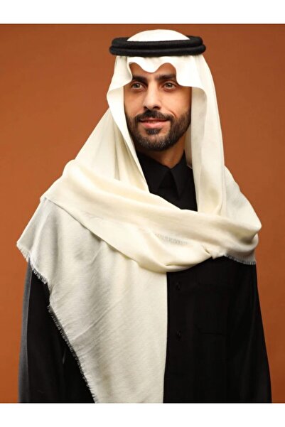Basmmt Imtiaz Plain off-white cashmere wool shawl