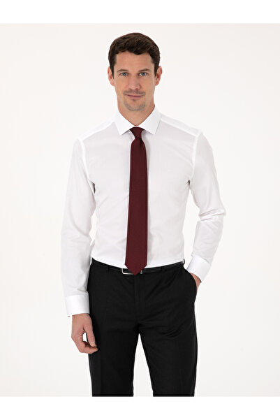 Cacharel Beyaz Slim Fit %100 Pamuk Yarım İtalyan Yaka Klasik Gömlek 50318216-VR013