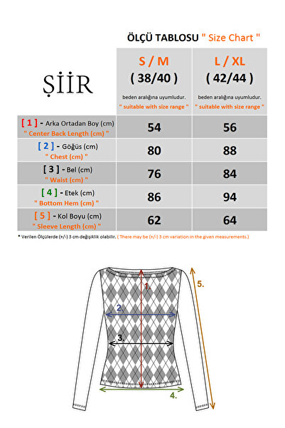 Şiir Getafe Women's Slim Fit Boat Neck Long Sleeve Argyle Pattern Sweater & Blouse & Top - Black