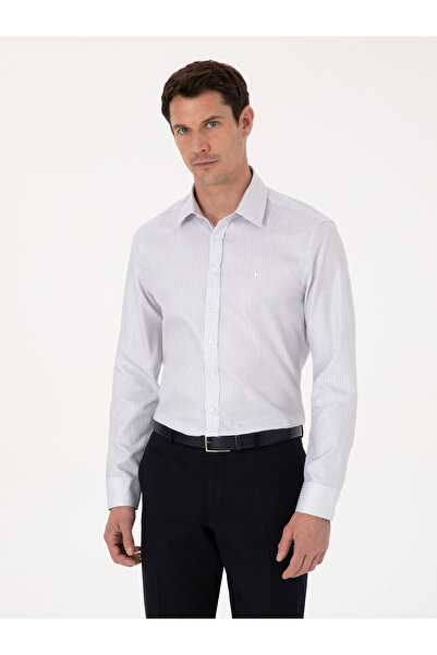 Cacharel White Slim Fit 100% Cotton Checkered Shirt 50310470-Vr013