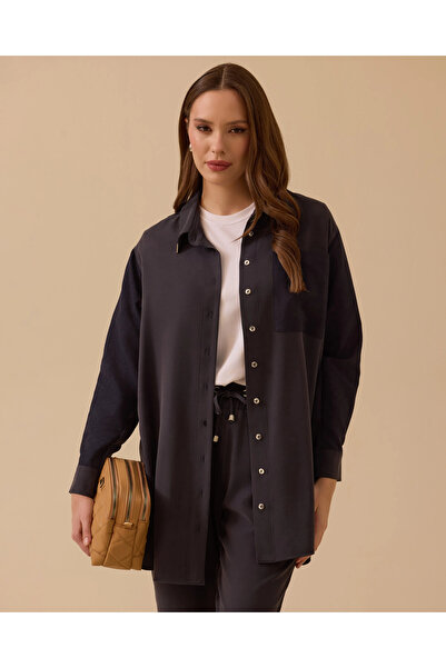 SCL Süet Cep Detaylı Düğmeli Gömlek