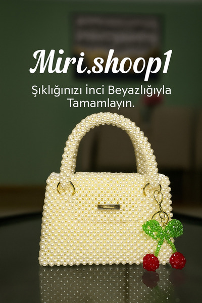 MİRİ SHOOP İnci Detaylı Zarif El Çantası Boncuk Çantası