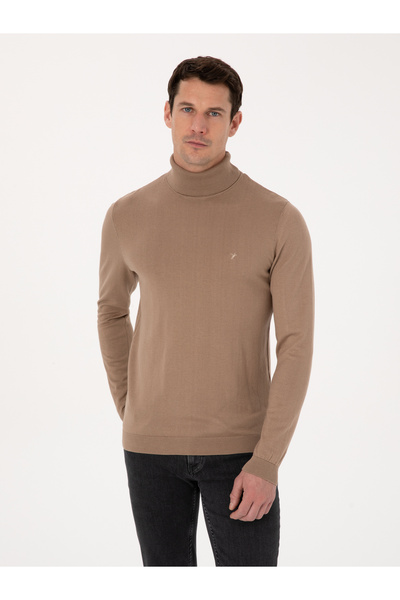 Cacharel Camel Slim Fit Pamuk Karışımlı Balıkçı Yaka Triko Kazak 50318678-VR015