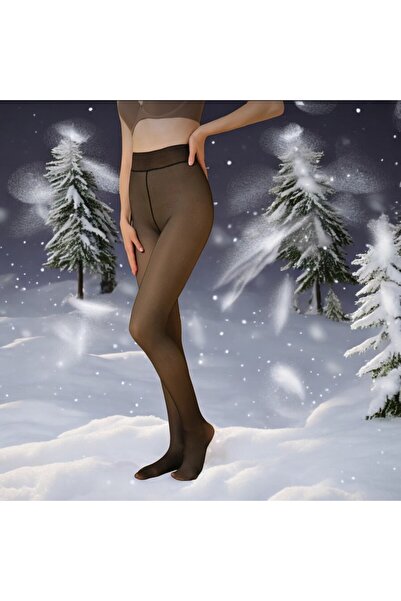 YSBER Dres negru translucid pentru femei, termic, captusit cu blanita marime XL XXL XXXL