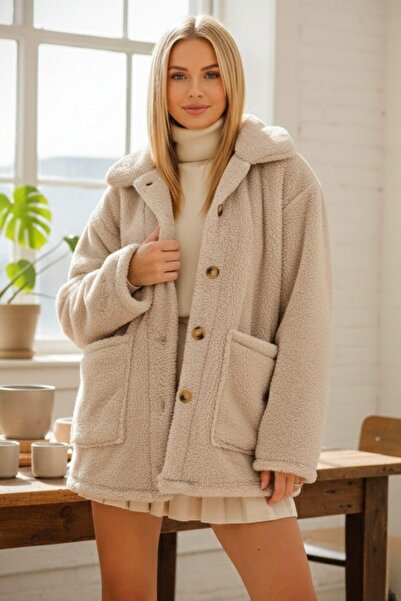 Mossta Palton de pluș iarna cu glugă