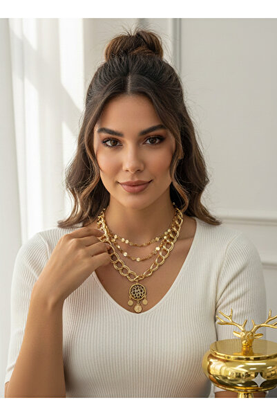 Store Set of Three Design Stylish Leopard Stone Combination Necklace