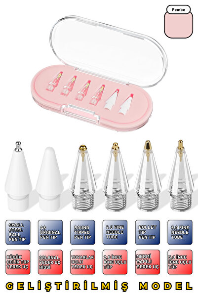 EWEC Apple Pencil Replacement Tip – 1St and 2Nd Generation Nesil, Pro, Usb-C Compatible, Set with Transparent Storage Box (6 Pieces)