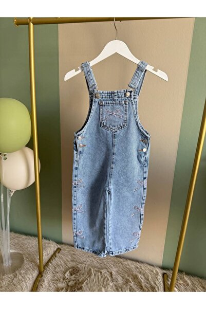 Karan Kids Girl's Bow Detailed Strap Salopet (Prefer One Size Bigger)