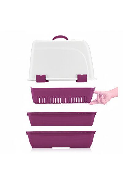 Petozi Elekli Kapalı Kedi Tuvaleti Xl Boy 40x37,5x50 Cm ( Kürek Hediyeli)