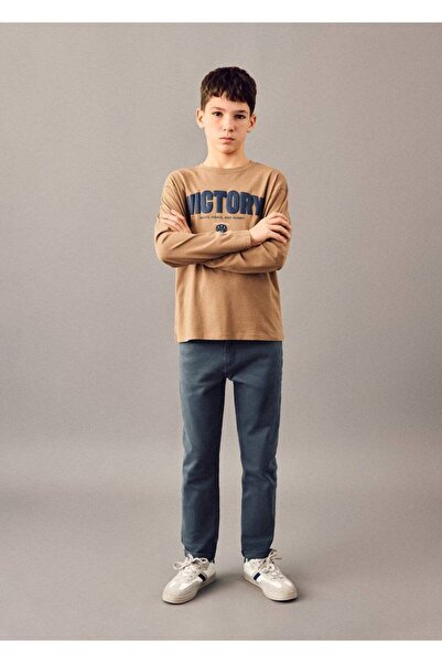 MANGO Kids Kıvrık paçalı düz kesim pantolon