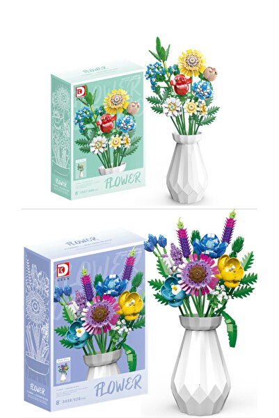 ALBİOYUNCAK Çiçek Blok Maket Puzzle Yapboz Hediyelik El Yapımı Süs