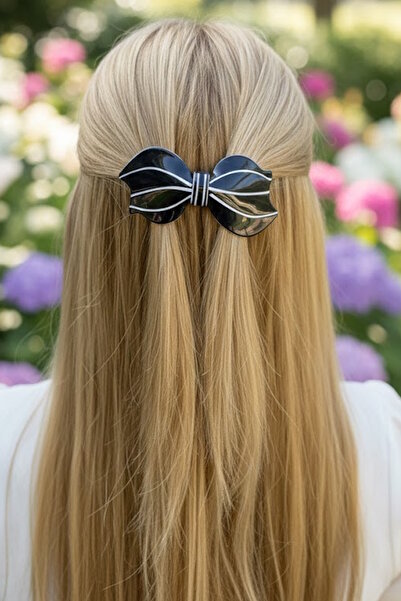 CAŞ DEKORASYON Αυτόματη πόρπη με κορδέλα σε μαύρο χρώμα