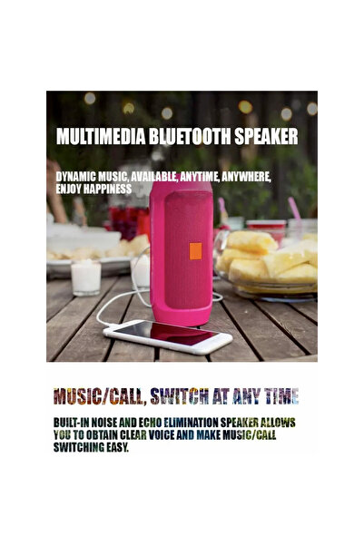 MeK Fine Boxă portabilă wireless, Bluetooth TWS, sunet 360°, IPX5, TF/USB, MicroSD, 12 ore, roșie