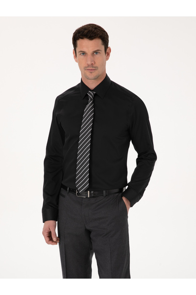 Cacharel Black Slim Fit 100% Cotton Non Iron Easy Ironing Classic Shirt 50314...