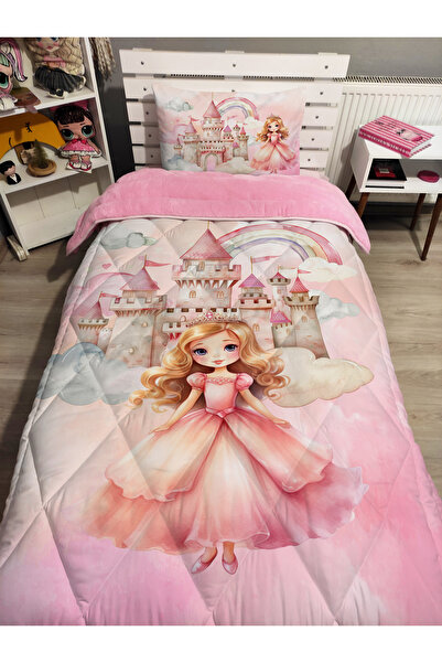 yok yok evim eve dair her şey طقم لحاف فردي منقوش بنمط الأميرة من ويلسوفت، ناعم وفاخر