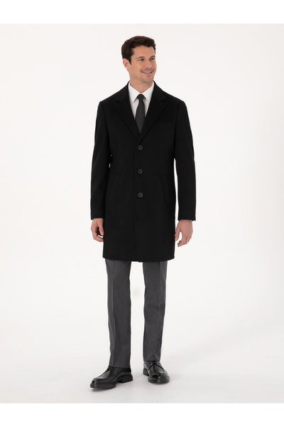 Cacharel Siyah Slim Fit %100 Kaşmir Palto 50314889-VR046