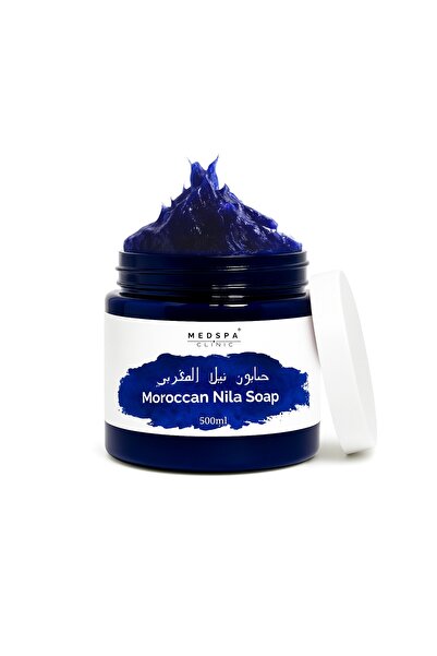 MEDSPACLINIC صابون النيلة المغربي، صابون طبيعي 100%، مقشر للجسم، منقي، منظف، مقشر للحمام المغربي