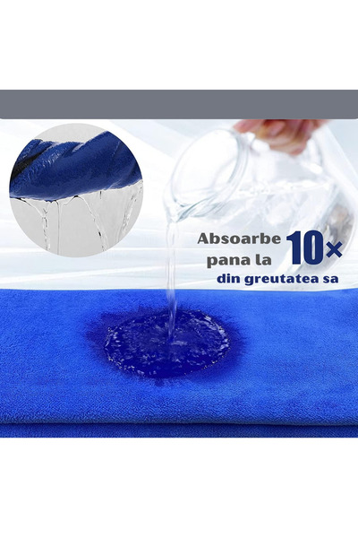 OEM Lavetă microfibră auto mare, super-absorbantă, 90x60 cm, albastru-gri
