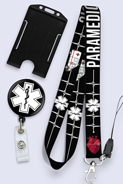 MİLLENEX Paramedik ID Lanyard Yaka Kartı Boyun Askı İpi 3 lü Set Boyun İpi Yo...
