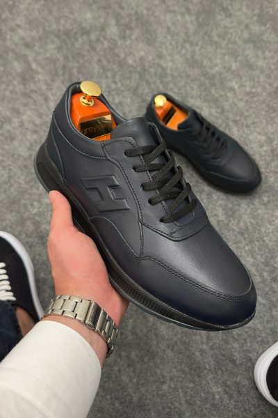 Greyybull Shoes ЧОРНО-СИНІ ШКІРЯНІ ЧОЛОВІЧІ СПОРТИВНІ КРОСІВКИ