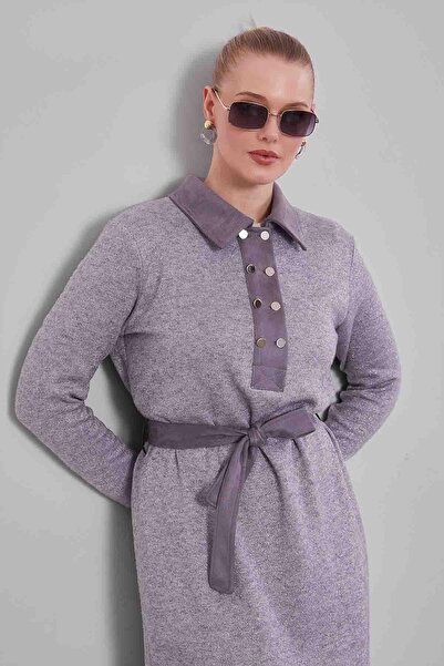 Levidor Γκρι φόρεμα από κασμίρ με αυτο-αντανακλαστική επιφάνεια