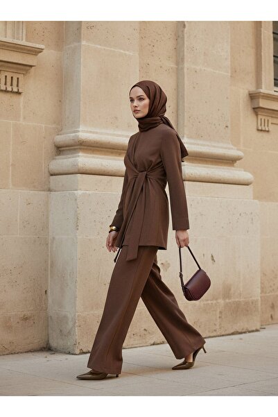 Refka Σετ τουνίκ και παντελόνι με λεπτομέρεια με κορδόνια - Καφέ -