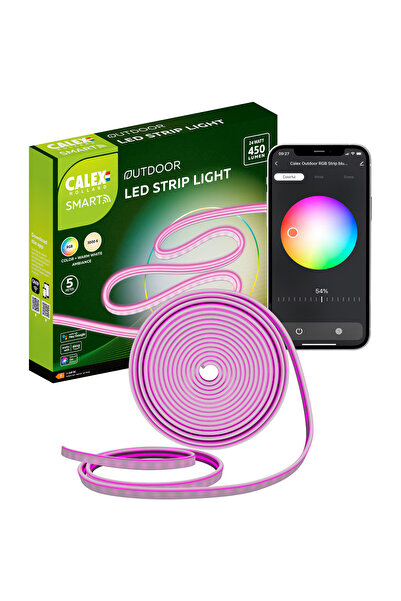 Calex Έξυπνη ταινία LED για κήπο, 5m RGB+ζεστό λευκό, 15W, IP44, Πολύχρωμη