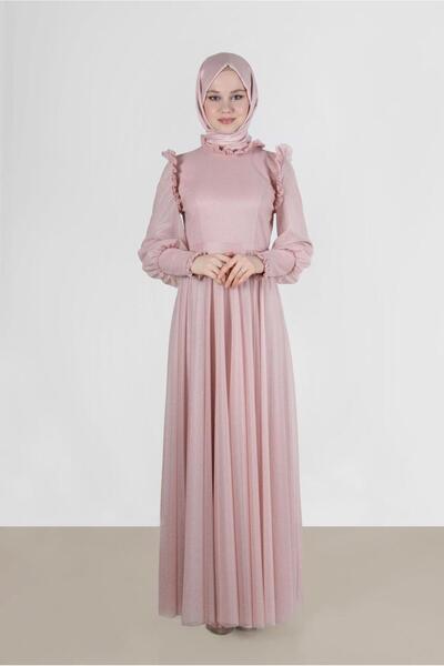 Alvina FIRFIR DETAYLI SİMLİ ABİYE ELBİSE 50224
