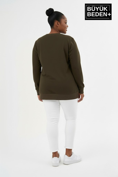 Superlife Γυναικείο φούτερ με λαιμόκοψη μεγάλου μεγέθους και λεπτή ριμπάνα με μανίκια και φούστα SPR26BSWK956