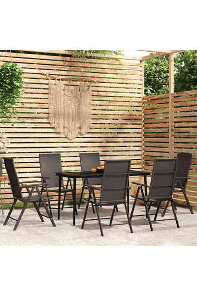 vidaxl طقم طعام للحديقة مكون من 7 قطع باللون الأسود