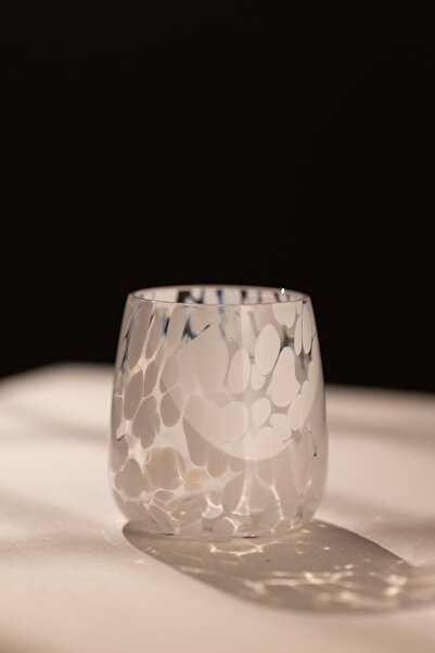 Rakle Spotted Handmade Self-Colored Set of 2 Water Glasses White 330 Cc