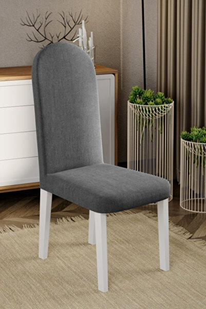 Mobila Laguna Scaun tapitat, Laguna, Grand Gri inchis, 46 x 52 x 106 cm, Picioare Lemn Fag Albe