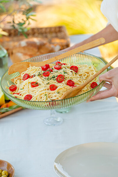 Rakle Splendid Glass Salad Bowl Set of 2 Green 25 cm - 30 cm