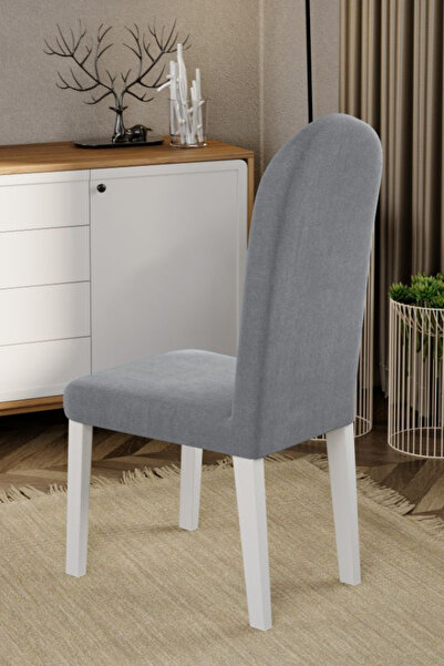 Mobila Laguna Scaun tapitat, Laguna, Grand Gri deschis, 46 x 52 x 106 cm, Picioare Lemn Fag Albe