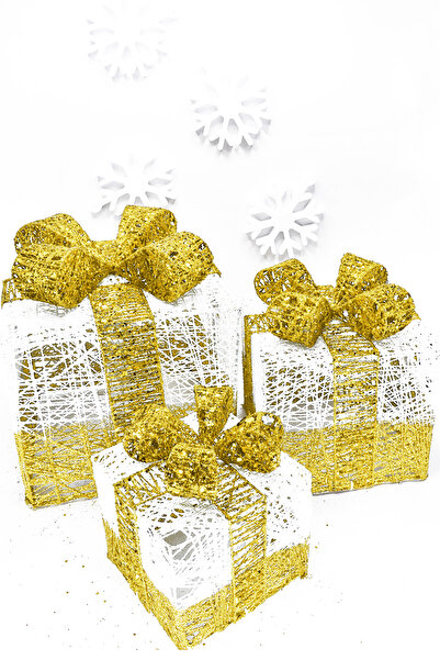 Waldern Set de 3 pachete cadou cu brad de Crăciun, ornament decorativ mic-mediu-mare