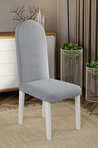 Mobila Laguna Scaun tapitat, Laguna, Grand Gri deschis, 46 x 52 x 106 cm, Picioare Lemn Fag Albe