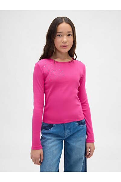 GAP Kız Çocuk Pembe Süslü T-Shirt