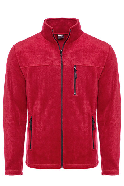 VEGA PORT Унисекс червена яке с качулка, цип и 3 джоба за носене на открито