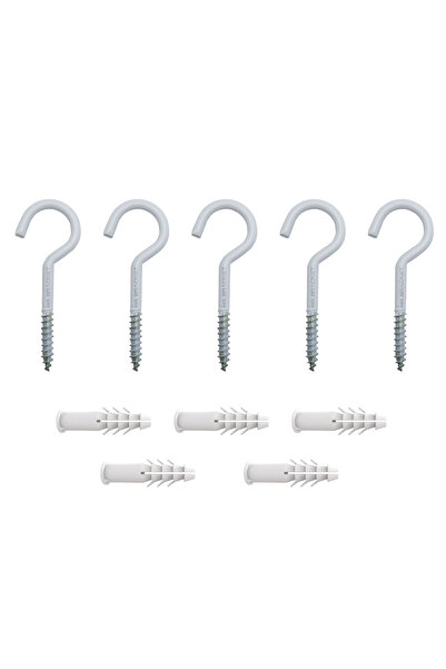 Yapıkan 5 ad. Beyaz Açık Piton Kanca 21x100 - Tavana Avize Asma Kancası Demir...