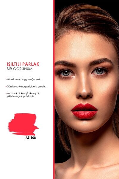 L'ACTONE Lipstick Shine Red Arizona Az-108 / Kırmızı Parlak Ruj - 1 Adet Oje ...
