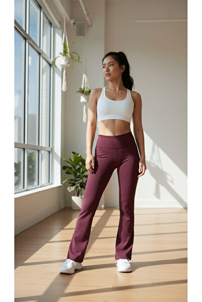 Grenj Fashion Ribbed Flare Yoga Knitted Sports Leggings