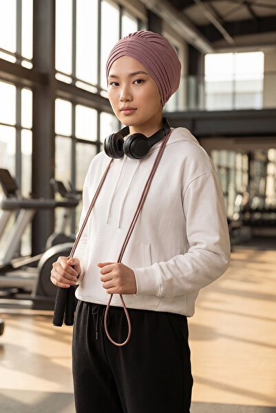 Aisha's Design Πλισέ χτενισμένο βαμβακερό καπέλο, B-13, Dusty Rose