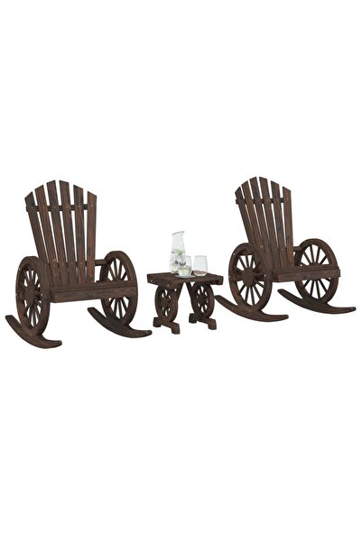 vidaxl طقم صالة حديقة من 3 قطع من خشب التنوب الصلب