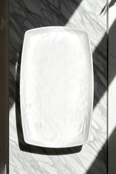 Külsan M7433.CW - Carre Matt 3'lü Krem Beyaz Dikdörtgen Tabak Seti 20x33 cm, ...