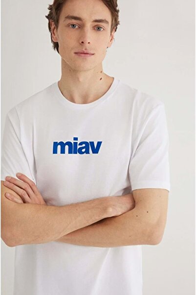 Mavi 067153 Miav με τύπωμα T-Shirt Ανδρικό μπλουζάκι ΛΕΥΚΟ